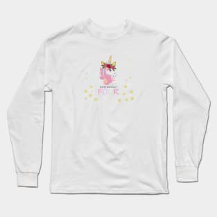 Four birthday greeting. Fourth. Magical Unicorn Birthday invitation. Party invitation greeting card Long Sleeve T-Shirt